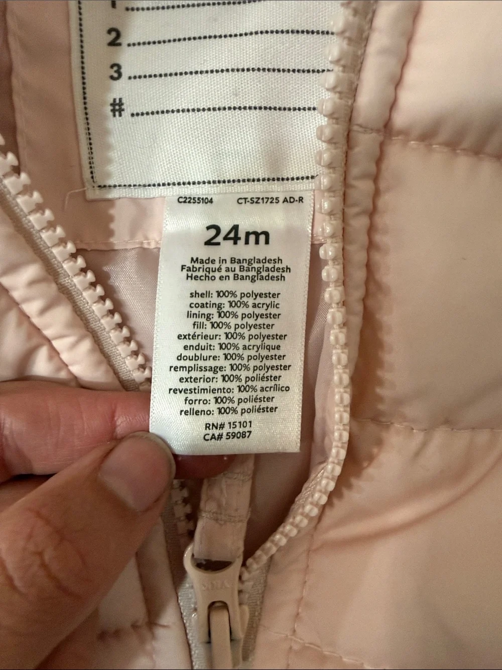 Carter's Toddler Baby Girls Light Pink Quilted Hooded Puffer - 24M - EUC
